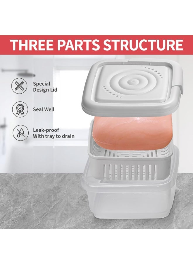 ChicAbode Square Soap Travel Case with Lid Bar Soap Tray and Drain Rack for Bathroom Shower, Portable Soap Rest Holder for Gym, Travel, Camping, Tightly Closed White Soap Box - Image 4